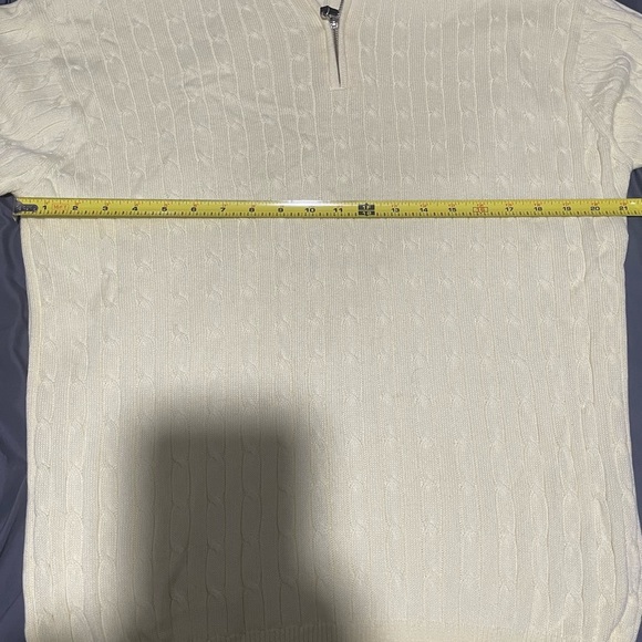 T Harris London Sweater Men's Size Medium Yellow Quarter Zip LongSleeve Cotton - Picture 7 of 10